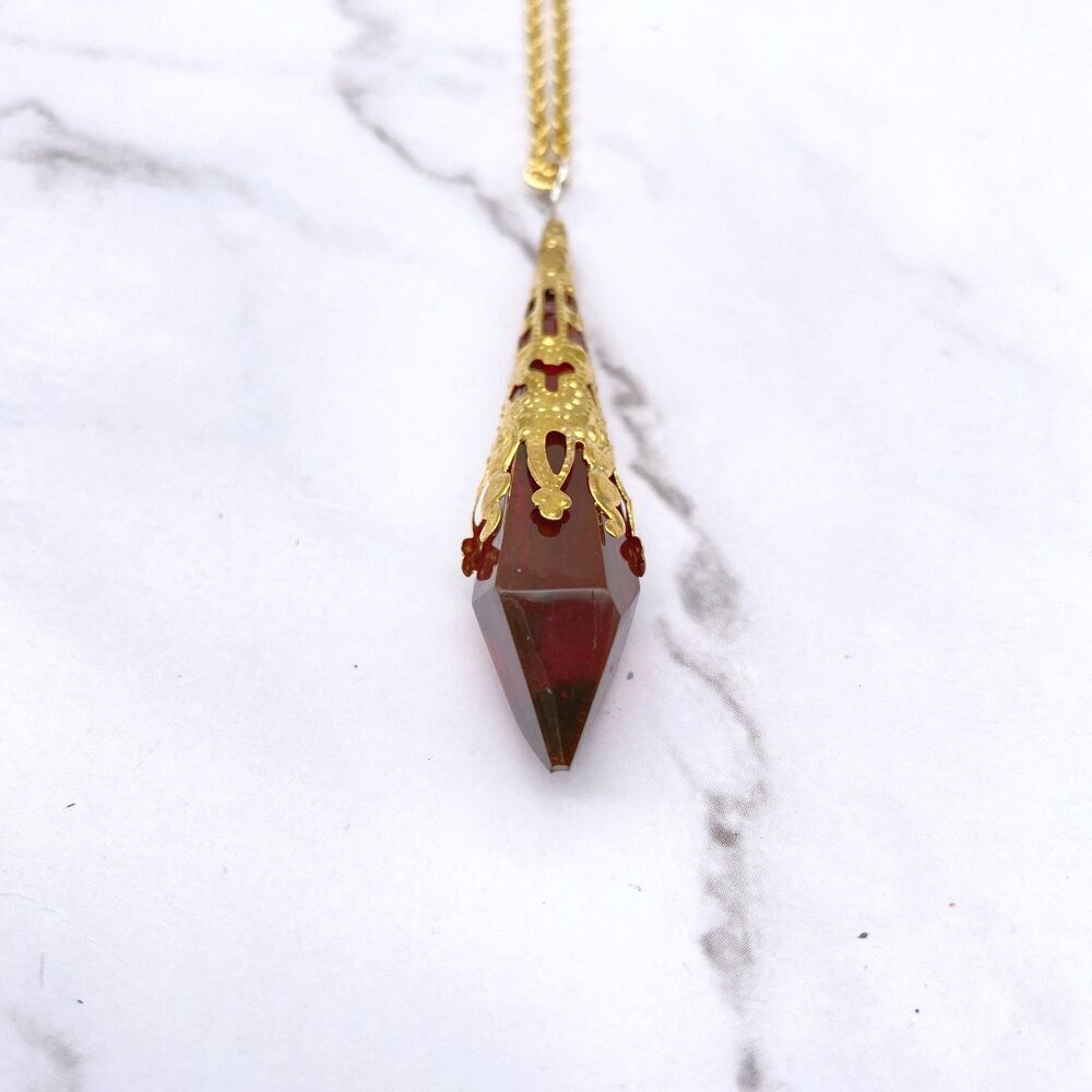 Blood Red Pendulum Necklace - Picture 4 of 11